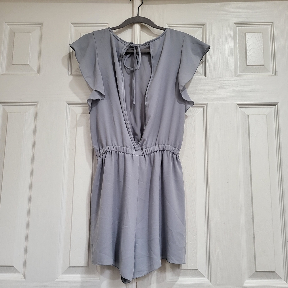 Wilfred Women's Romper Light Blue Tie-Back Ruffle-Sleeve Size Medium - Picture 5 of 6